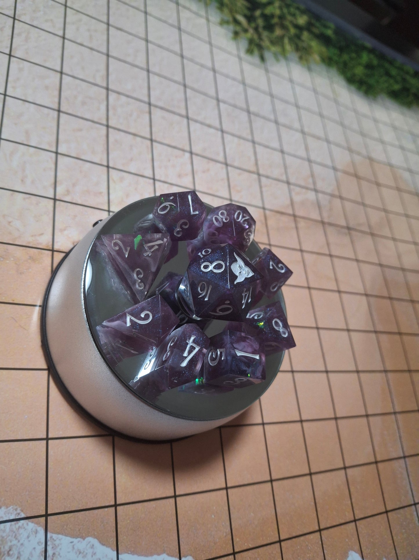 Holographic set of 10 TTRPG DnD Galaxy Dice w Sharp Sides