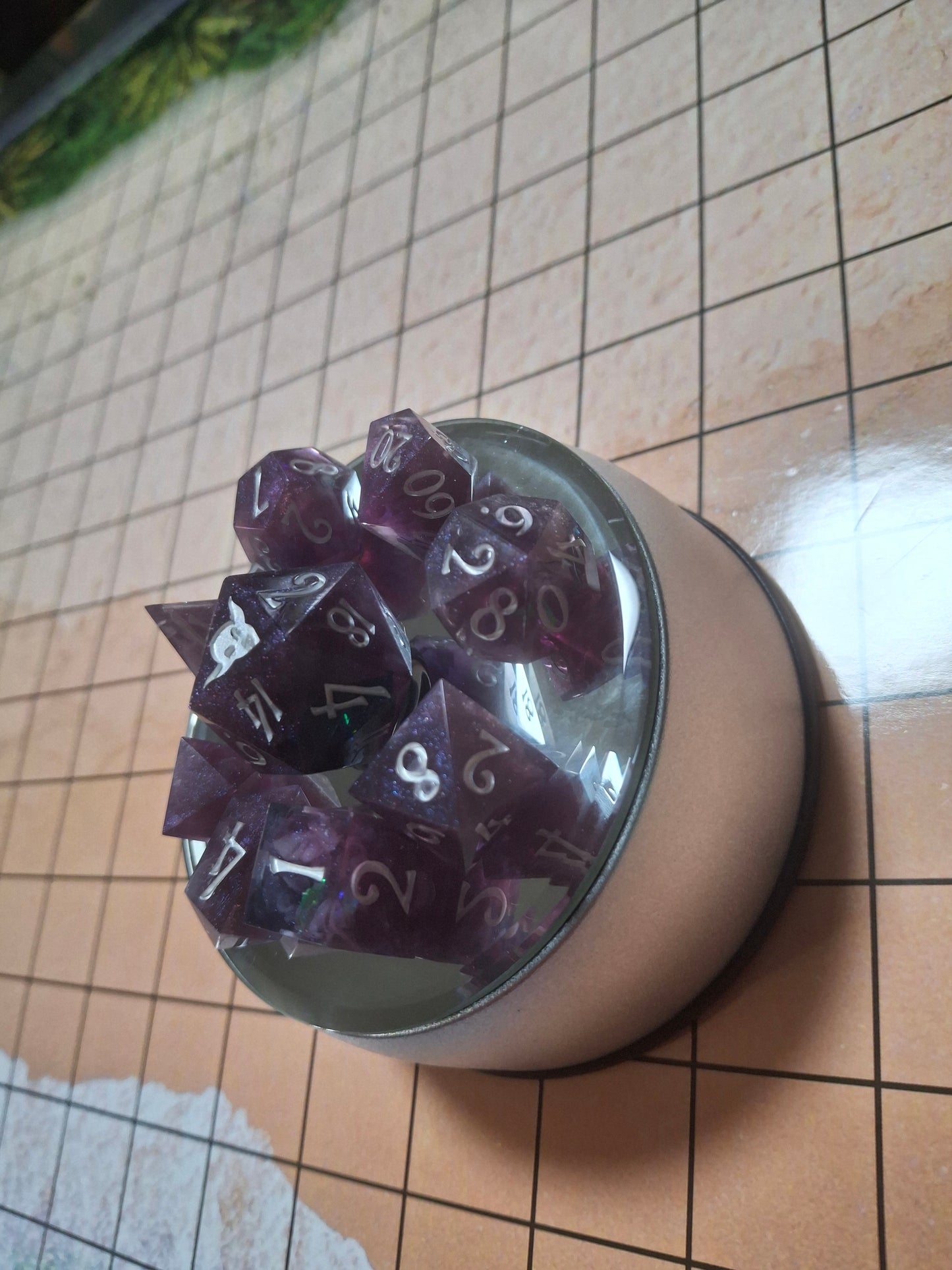 Holographic set of 10 TTRPG DnD Galaxy Dice w Sharp Sides