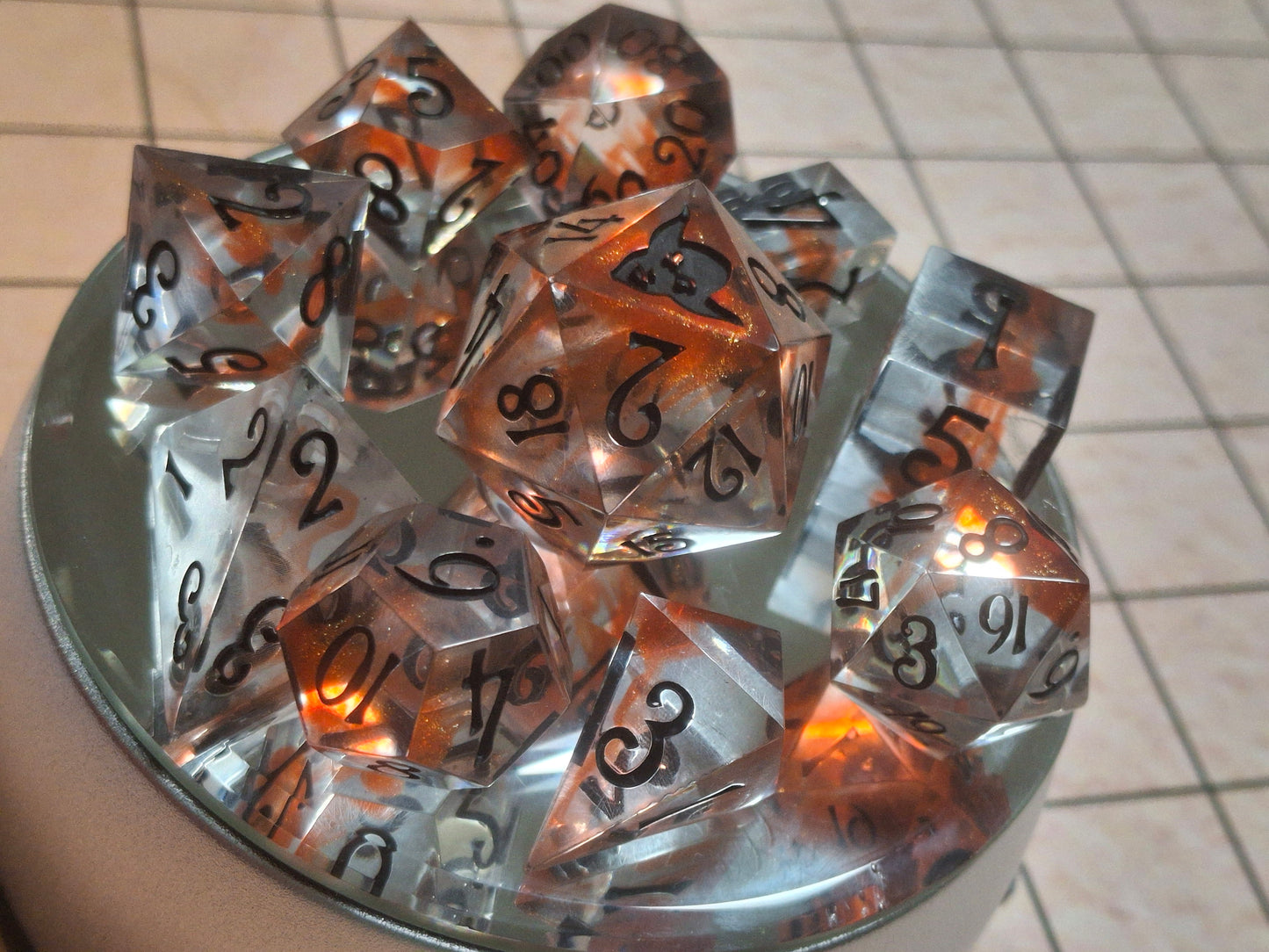 Blood Slide Dexter Inspired Hand Made Dice Set of 10 Dice Math Rocks Click Clacks