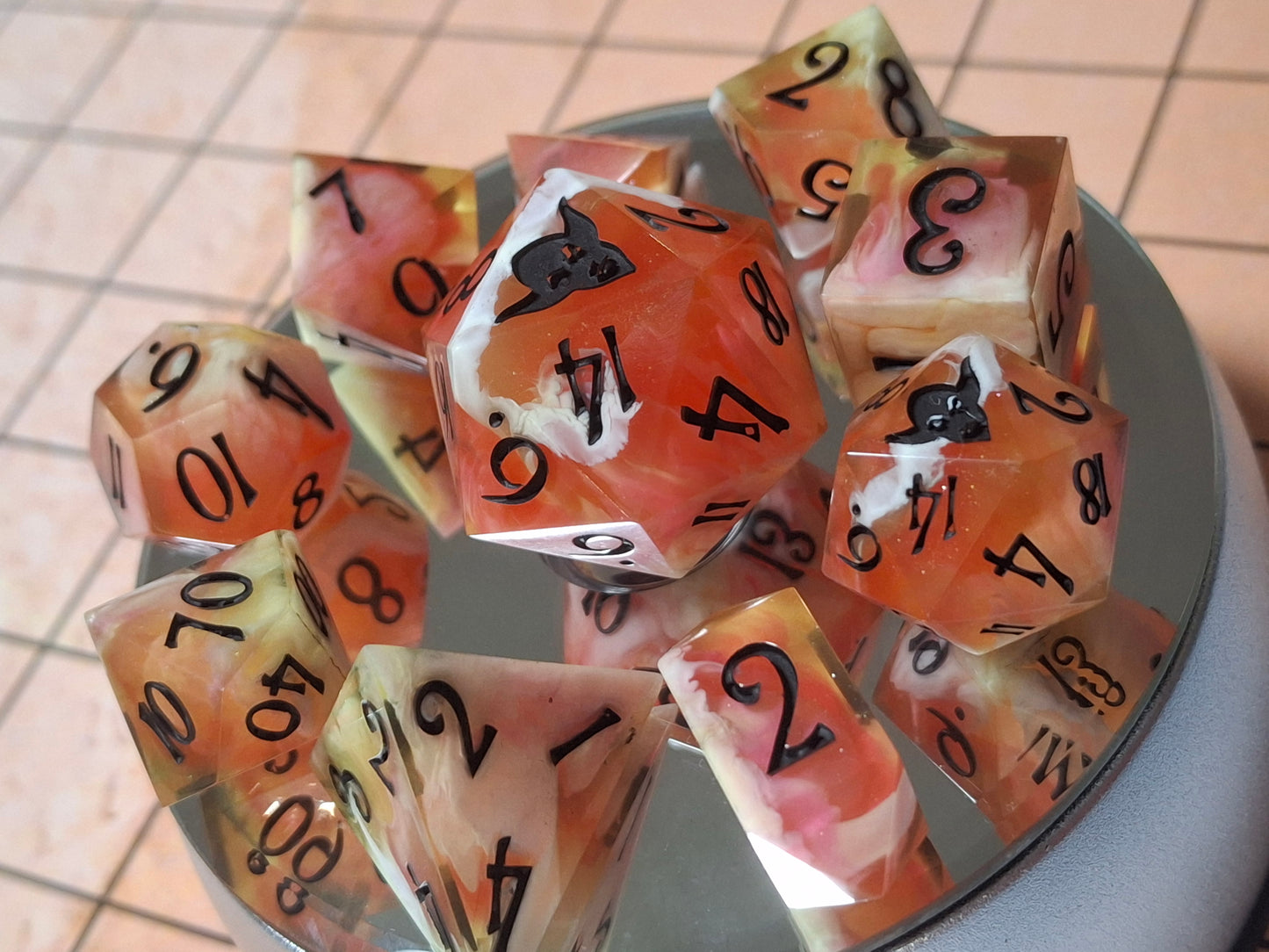 Candy Pop Corn set of 10 Handmade Dice Math Rocks Click Clacks