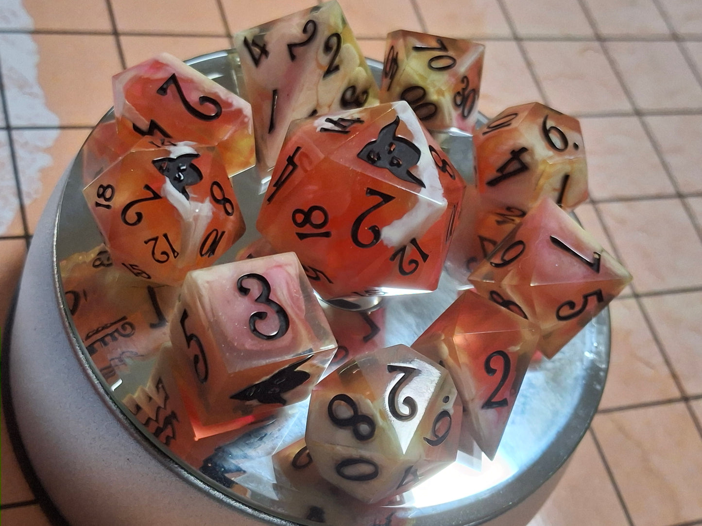 Candy Pop Corn set of 10 Handmade Dice Math Rocks Click Clacks