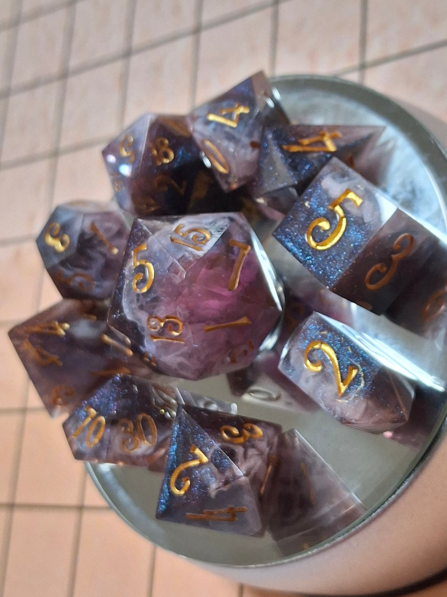 Light Galaxy Set of 10 Dice Math Rocks for TTRPG DnD Clickety Clacks