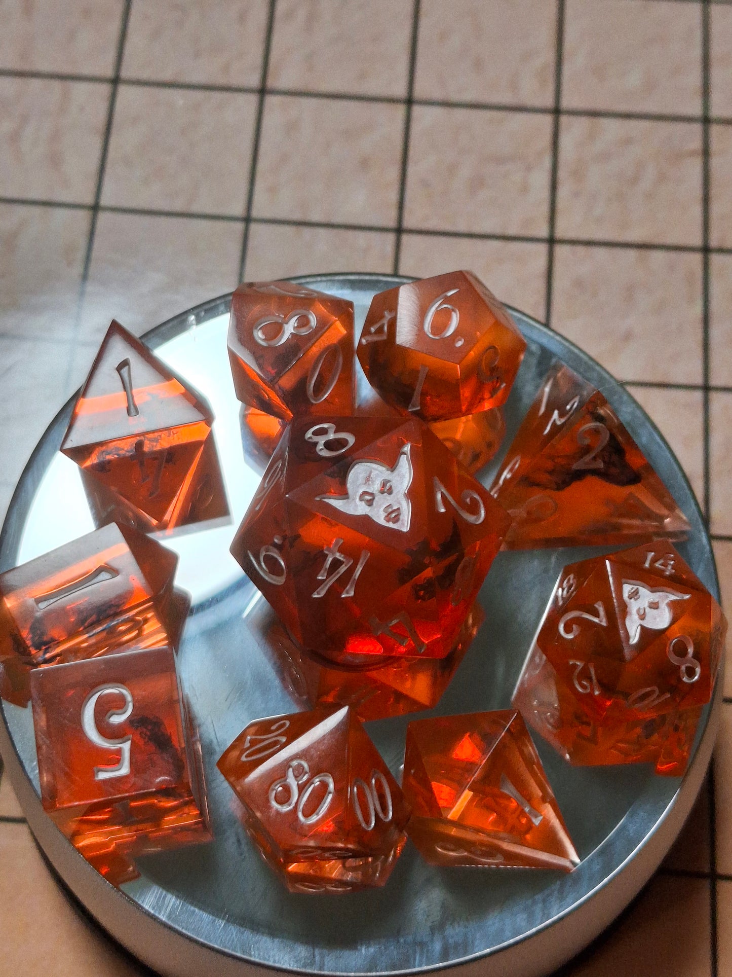 Fire and Charcoal Set of Dice 10 Math Rocks