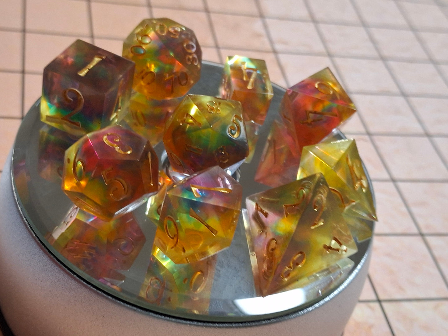 Rainbows and Gold 9 Piece Dice Set Math Rocks