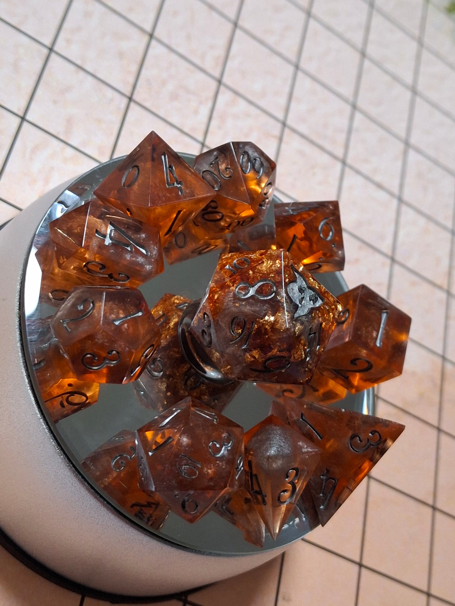 Amber Honey Gold Set of 10 Dice Math Rocks