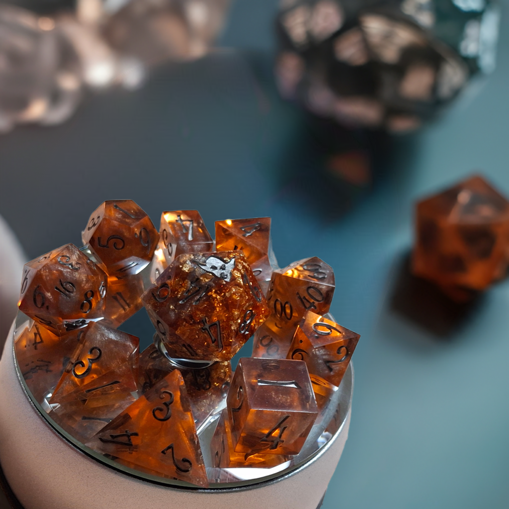 Amber Honey Gold Set of 10 Dice Math Rocks