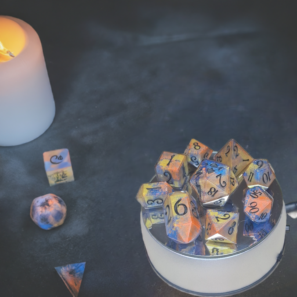 Micca Dice Set | TTRPG Dice | DnD Dice Set | Micca Dice in Cases | Set of 9 Dice | TTRPG | Pathfinder | DnD | Dungeons and Dragons