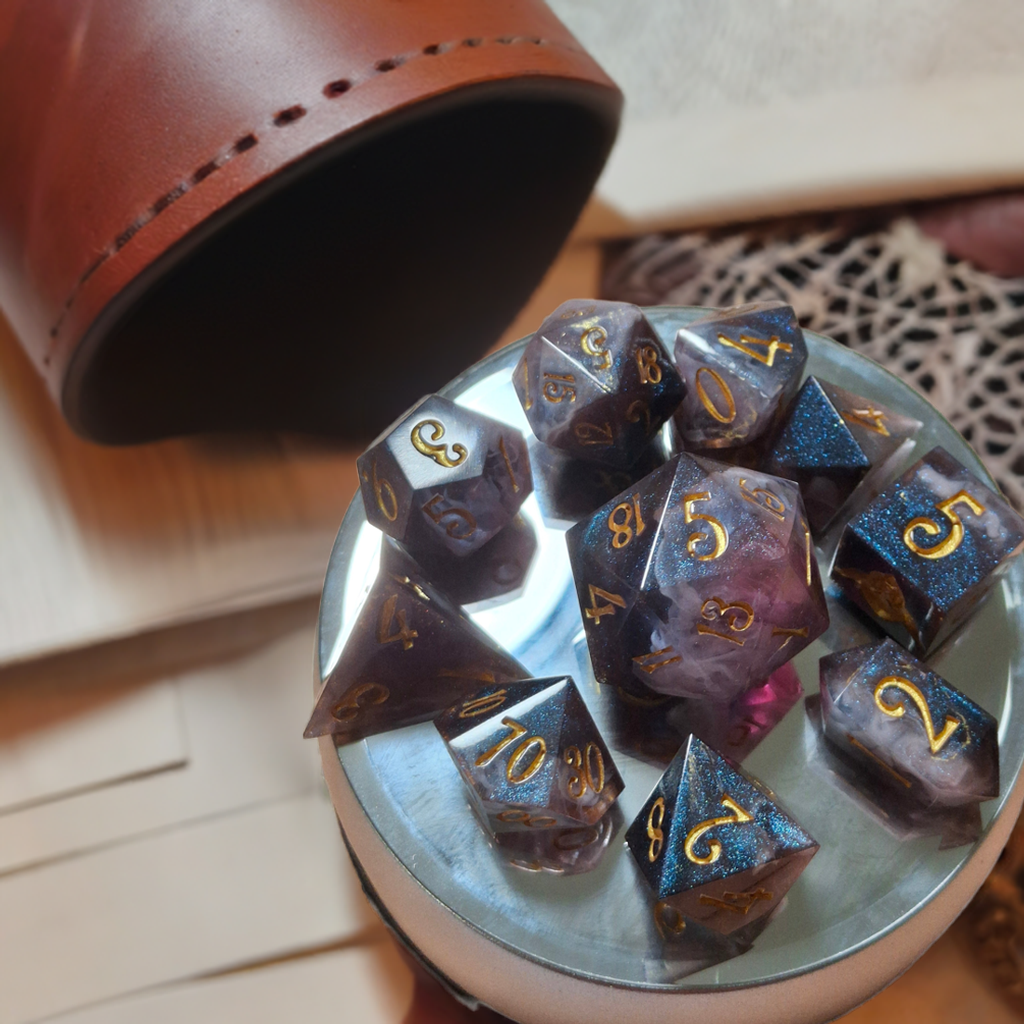 Light Galaxy Set of 10 Dice Math Rocks for TTRPG DnD Clickety Clacks