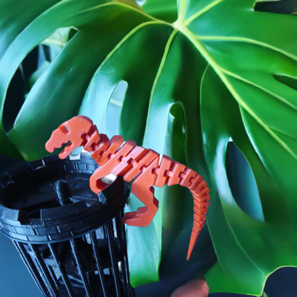 Red Flexi Raptor Fidget Toy 3d Printed Dinosaur Friend to Hang out with!