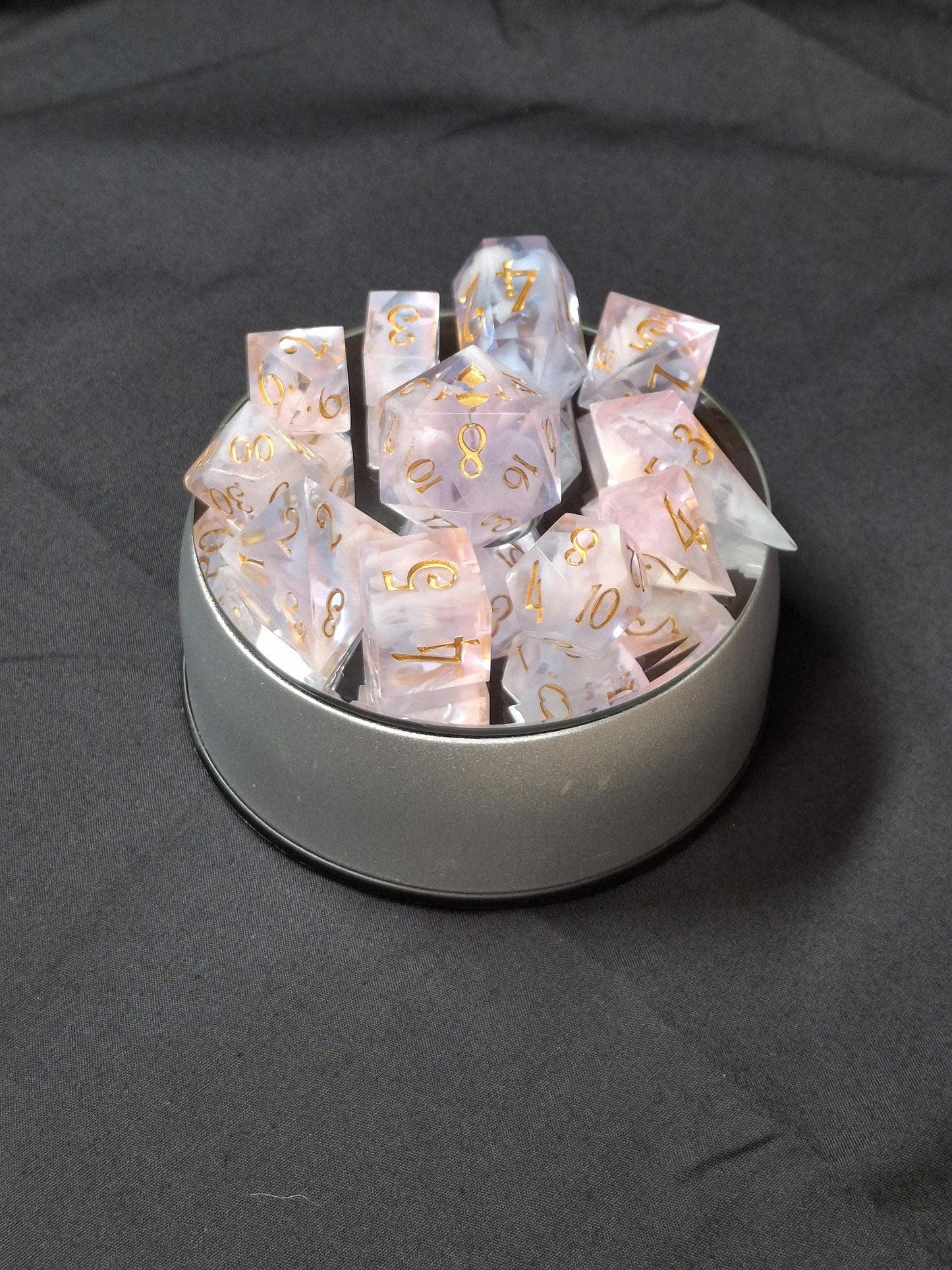 Cloud Dice | Set of 11 Dice | Dnd Dice | TTRPG Dice Set | Table Top Gaming | Dungeons and Dragons | Pathfinder | Hand Made Sharp Sided Dice