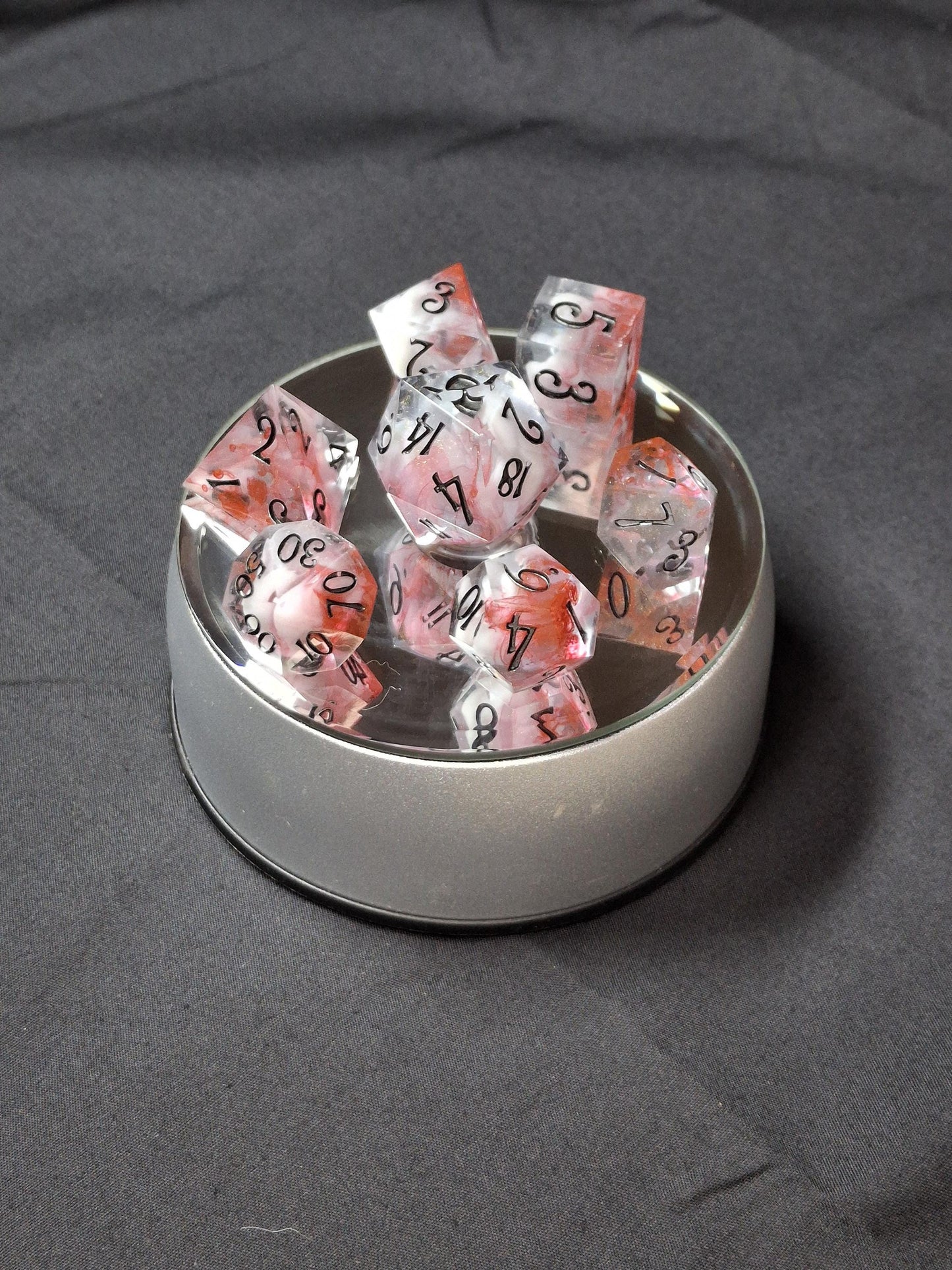 Massacre in the Water Set of 7 Dnd Dice | TTRPG Dice Set | Tabletop Gaming | Dungeons and Dragons | Pathfinder | Hand Made Sharp Sided Dice