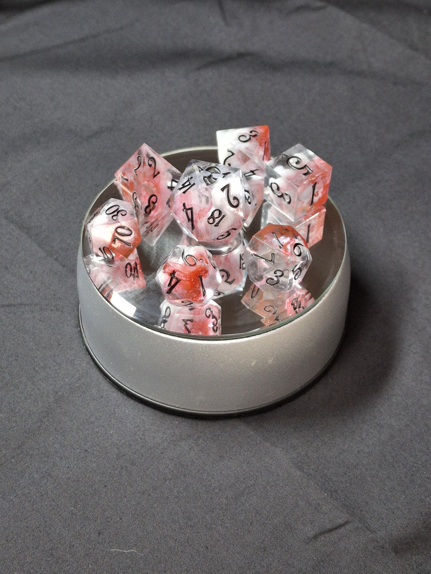 Massacre in the Water Set of 7 Dnd Dice | TTRPG Dice Set | Tabletop Gaming | Dungeons and Dragons | Pathfinder | Hand Made Sharp Sided Dice