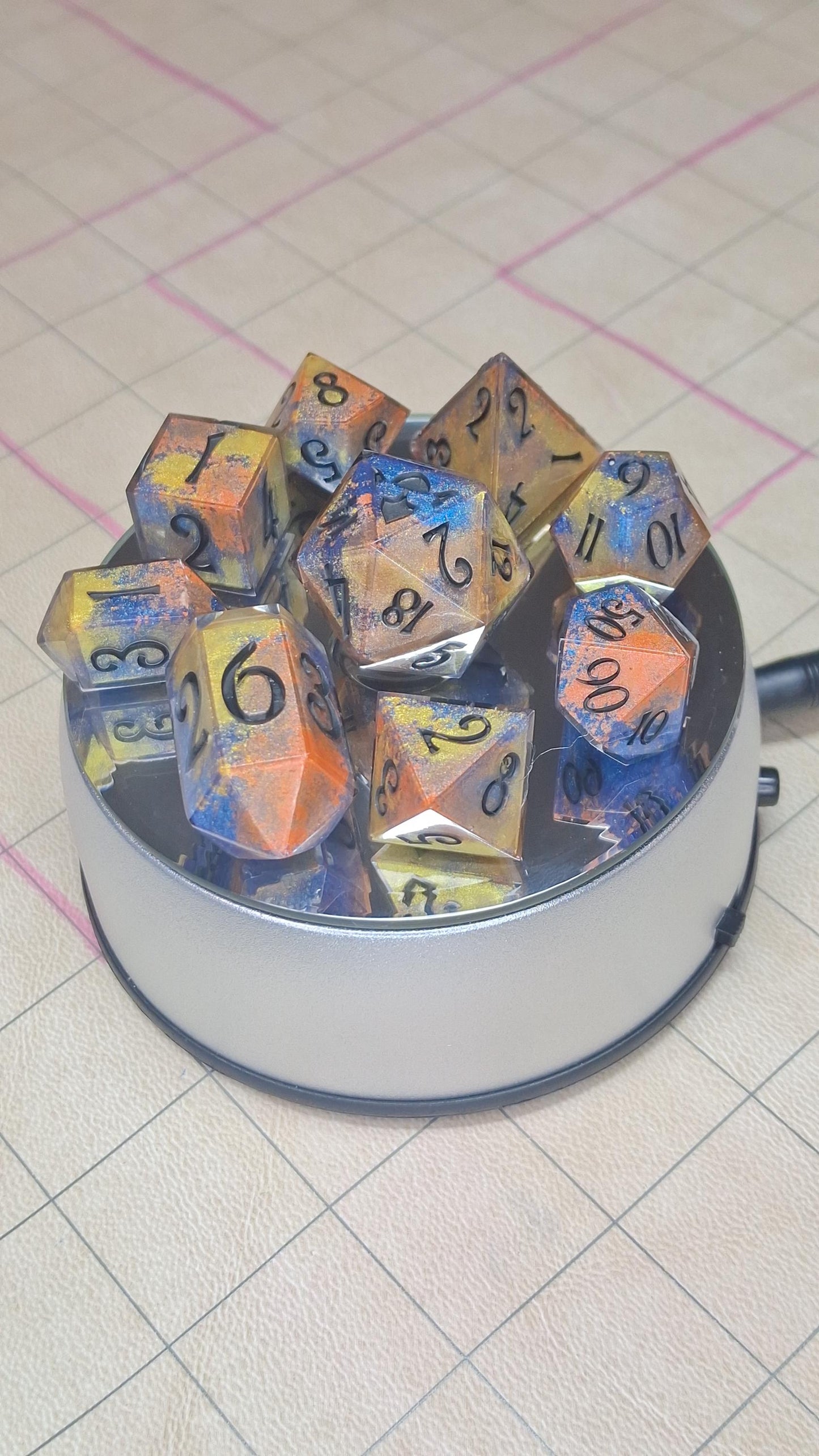 Micca Dice Set | TTRPG Dice | DnD Dice Set | Micca Dice in Cases | Set of 9 Dice | TTRPG | Pathfinder | DnD | Dungeons and Dragons