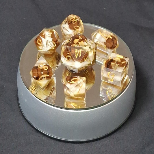 Coffee Dice| Coffee Bean Sharp Sided Dice Set | Coffee w Cream | TTRPG Dice | DnD Dice | Coffee Addict