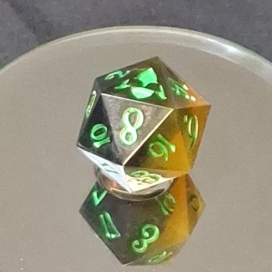 D20 | TTRPG Dice | DnD Dice | Dungeons and Dragons | Life Counter | Life-Counter | MTG | magic the Gathering | Orange Black Green